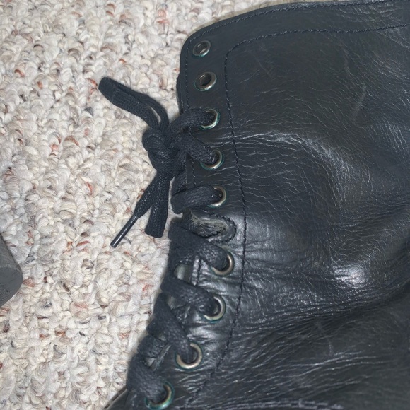 Steve Madden Black Leather Troopa Combat Boots - Picture 5 of 7